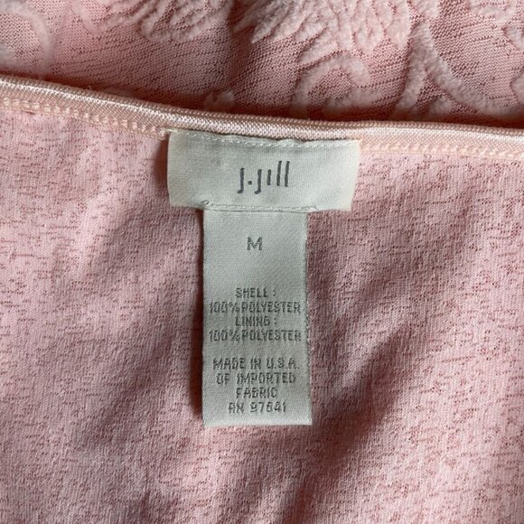 J. Jill Top Womens Medium Pink Polyester Embossed Floral V-Neck 3/4 Sleeve - Picture 5 of 7